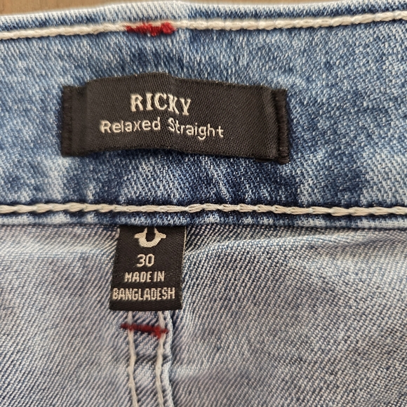 True Religion Men's Ricky Straight Jeans SZ 30 Red Stitch Buddha Patch - Picture 8 of 14